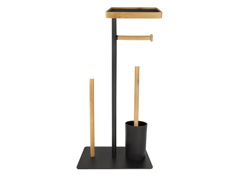 WC štětka + držák papíru, kov (černá barva), bambus