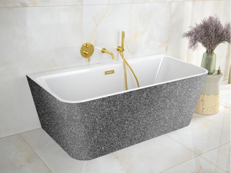 vana volně stojící VARYA, 1700 × 800 mm, GLAM03 grafitová barva/bílá barva, sifon bílá barva