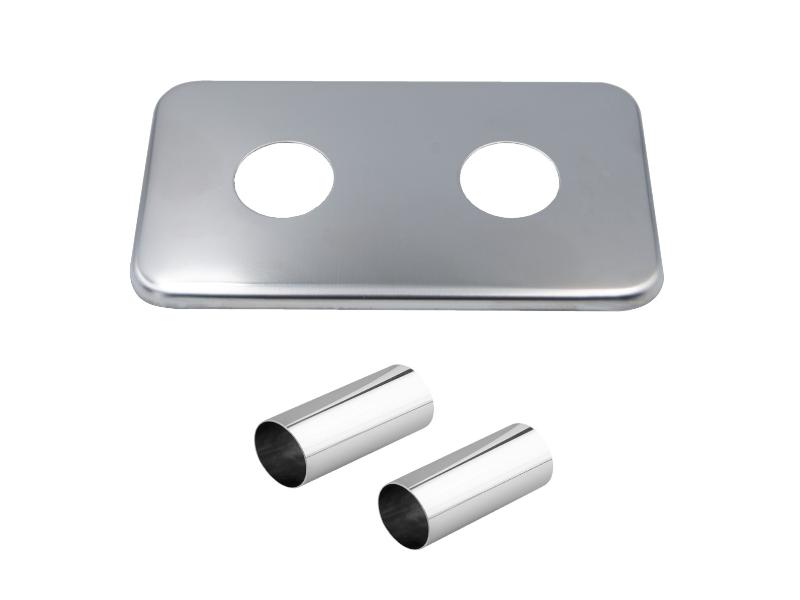 Rozeta hranatá 1 ks + krycí trubičky 2 ks, ke středovému ventilu, chrom, ¾"