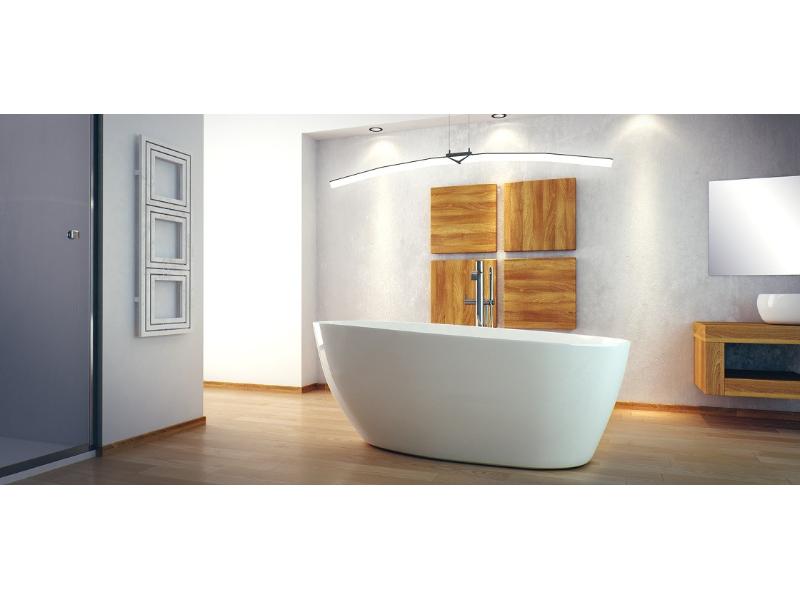 vana volně stojící z litého mramoru GOYA 1420x620 mm, bílá barva, sifon chrom