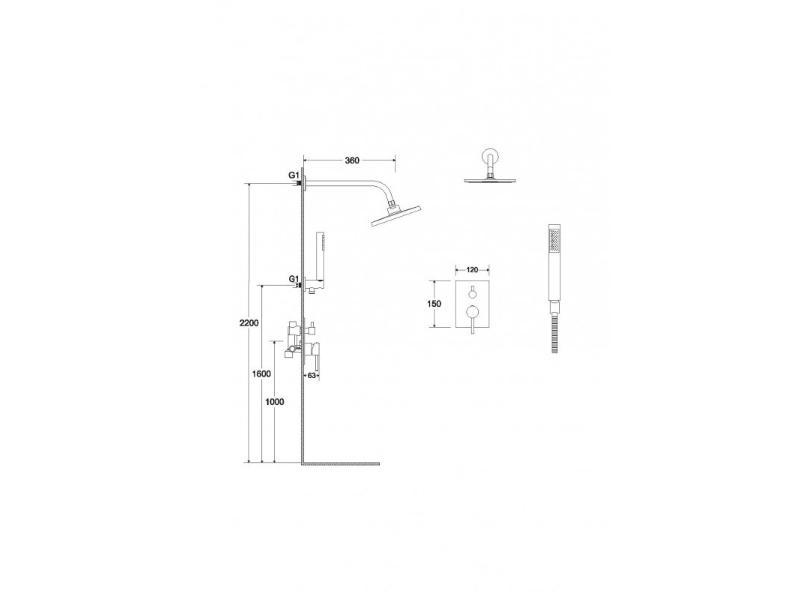 Podomítkový sprchový set SLIM, DECCO / ILLUSION II / VEO, zlatá barva