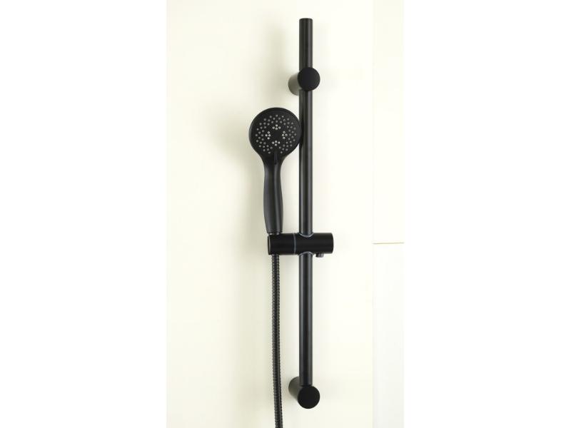Sprchová tyč s příslušenstvím (hadice, ruční sprcha), kulatá, černá barva