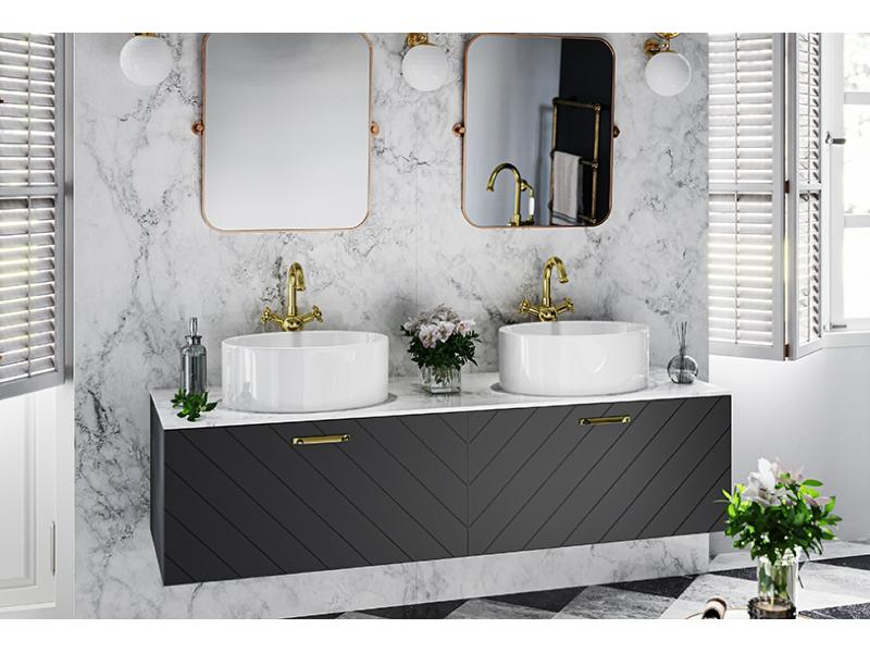 FLOO, spodní skříňka bez horní desky (60 x 50 x 40 cm), pravá, barva černá matná, madlo černá barva