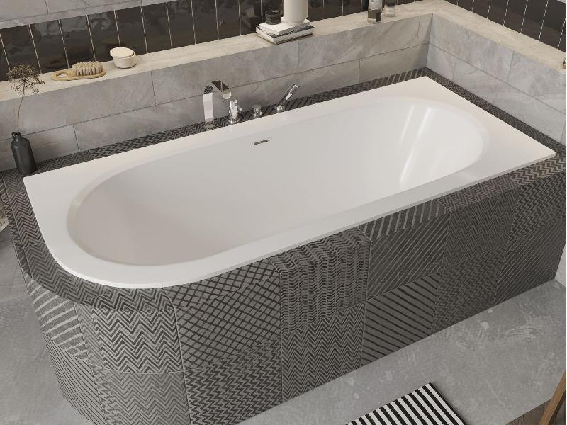 vana AVITA SLIM+ 150 (1500x750 mm), pravé provedení, bez nožiček, sifon chrom