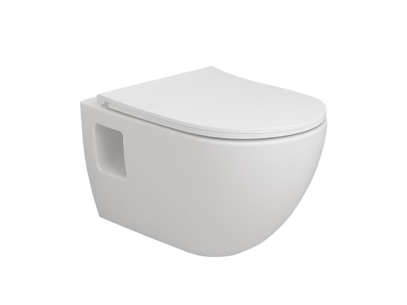 TIBERA RIMLESS, wc závěsné, přiznaná montáž, 51×34,5×36 cm, sedátko FLAT soft-close