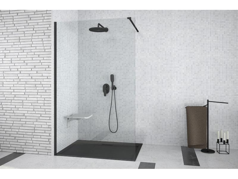 AVEO BLACK 100 × 195 cm, černá, čiré sklo