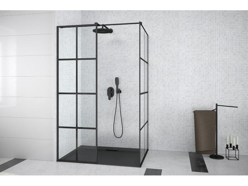 EXCEA 120 × 80 × 190 cm, černá barva, čiré sklo