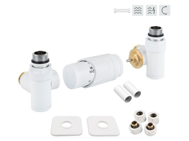 INTEGRATO-SADA, roh.vent.s hlavicí+svěrné šroub.Cu+Al-Pex, mosaz.rozeta 2 ks+krycí trub.,bílá barva
