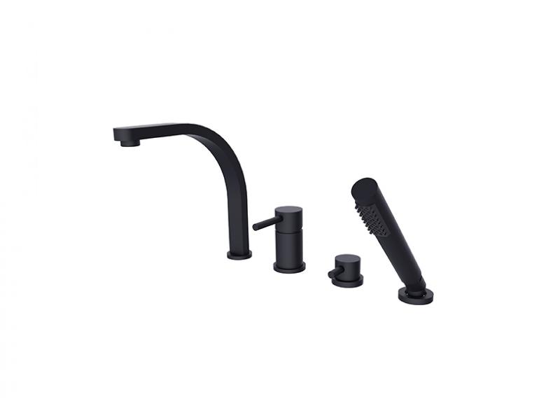 Vanová 4-otvorová baterie s příslušenstvím DECCO, černá barva