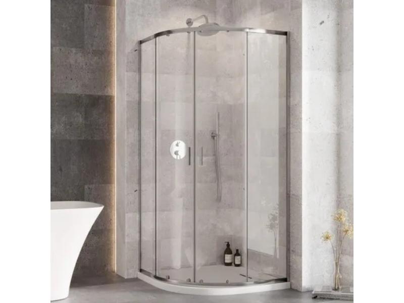 Sprchový čtvrtkruhový kout ZARYA CHROM 80x80x190, chrom, včetně vaničky AXIM bílá barva