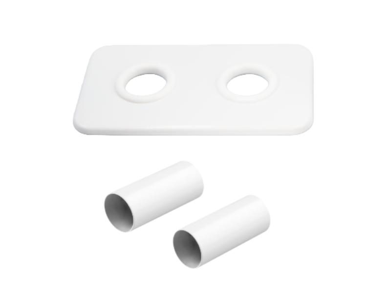 Rozeta hranatá 1 ks + krycí trubičky 2 ks, ke středovému ventilu, bílá, ¾"