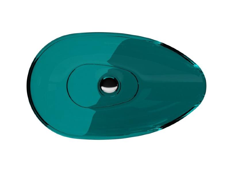 umyvadlo na desku NEYA, 600x350x150mm, zelená barva, bílý sifon