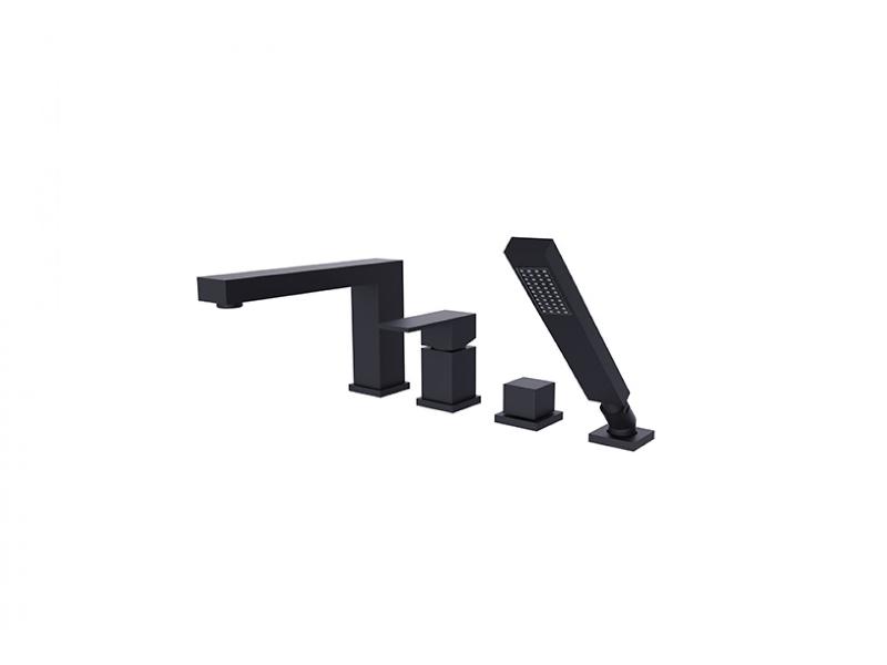 Vanová 4-otvorová baterie s příslušenstvím MODERN / VARIUM, černá barva