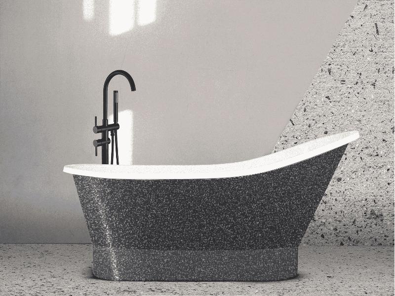 vana volně stojící z litého mramoru GLORIA 1500x660 mm, GLAM03 grafit / bílá barva