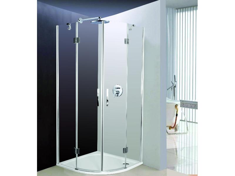 kout VIVEIRO NEW, čtvrtkruh R550, 90x90x195 cm, chrom/čiré sklo - bez vaničky