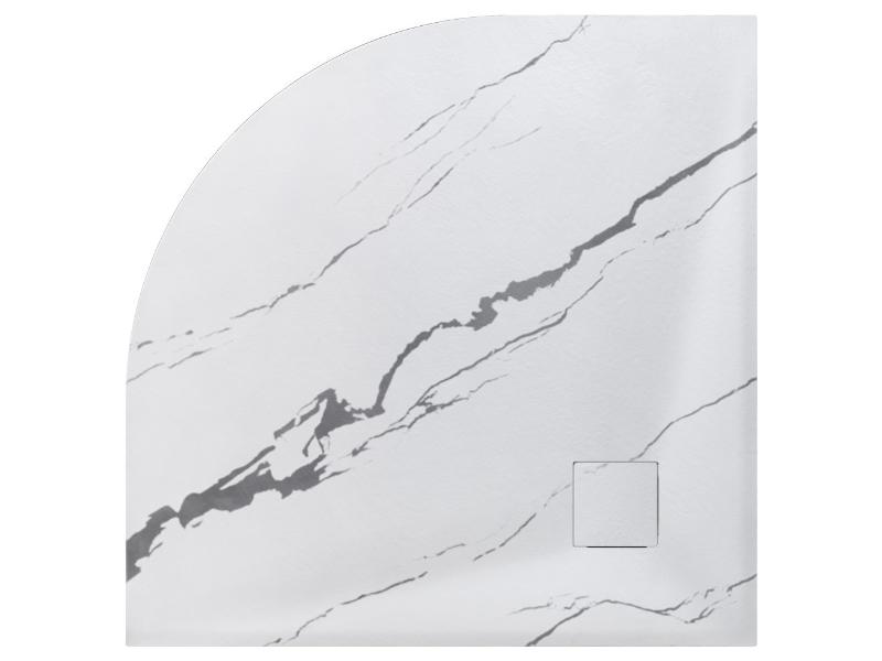 VEXO MARBLE ČTVRTKRUH, SMC vanička, 90x90x3,2 cm, R550, bílá barva, bez nožiček